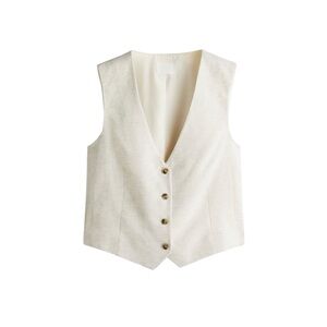 Light Beige Tailored Linen Suit Vest
